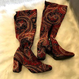 Paisley Knee High 60's Boots
